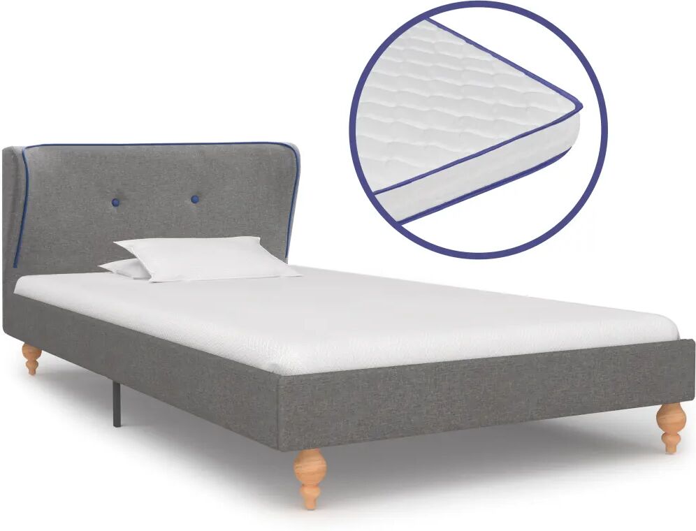 vidaXL Lit avec matelas à mémoire de forme Gris clair Tissu 90x200 cm