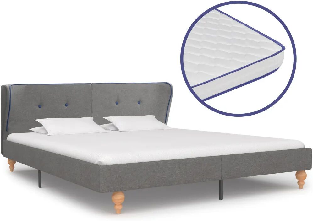 vidaXL Lit avec matelas à mémoire de forme Gris clair Tissu 180x200 cm