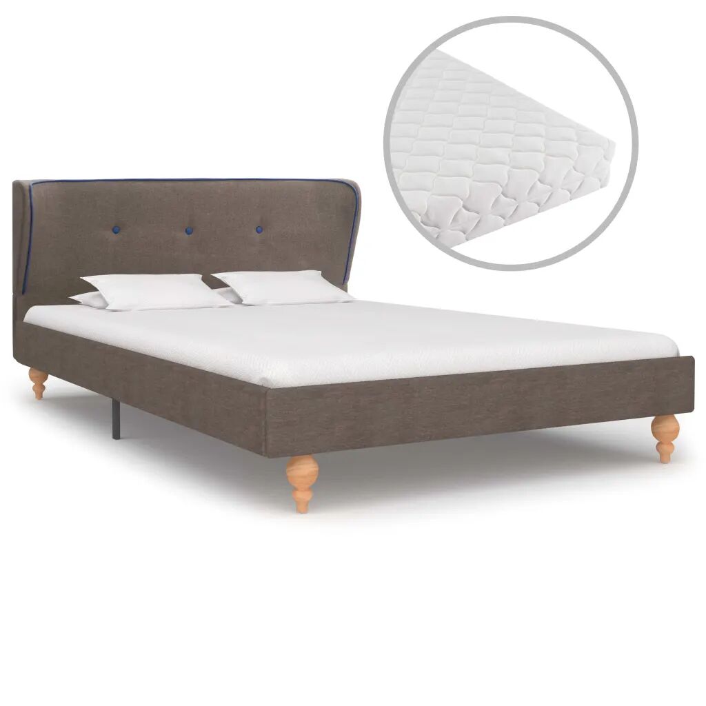 vidaXL Lit avec matelas Taupe Tissu 120 x 200 cm