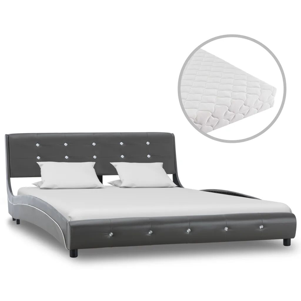 vidaXL Lit avec matelas Gris Similicuir 140 x 200 cm