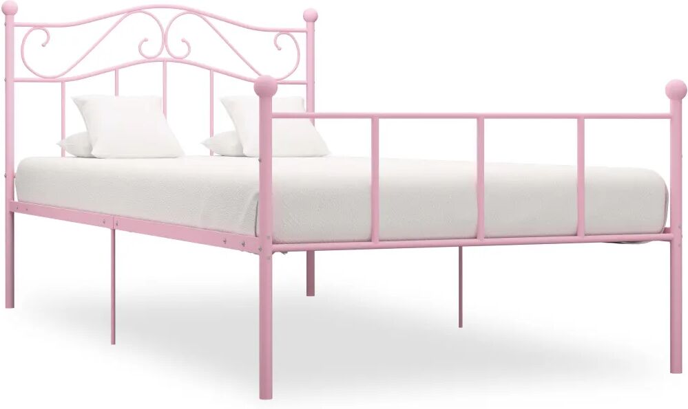 vidaXL Cadre de lit Rose Métal 100 x 200 cm