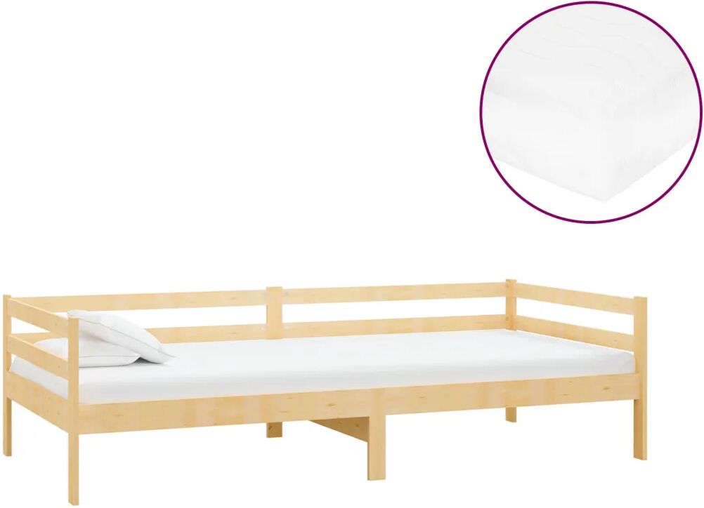 vidaXL Lit avec matelas 90x200 cm Bois de pin massif