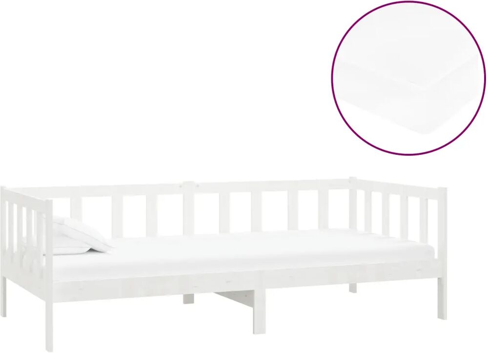 vidaXL Lit avec matelas 90x200 cm Blanc Bois de pin massif