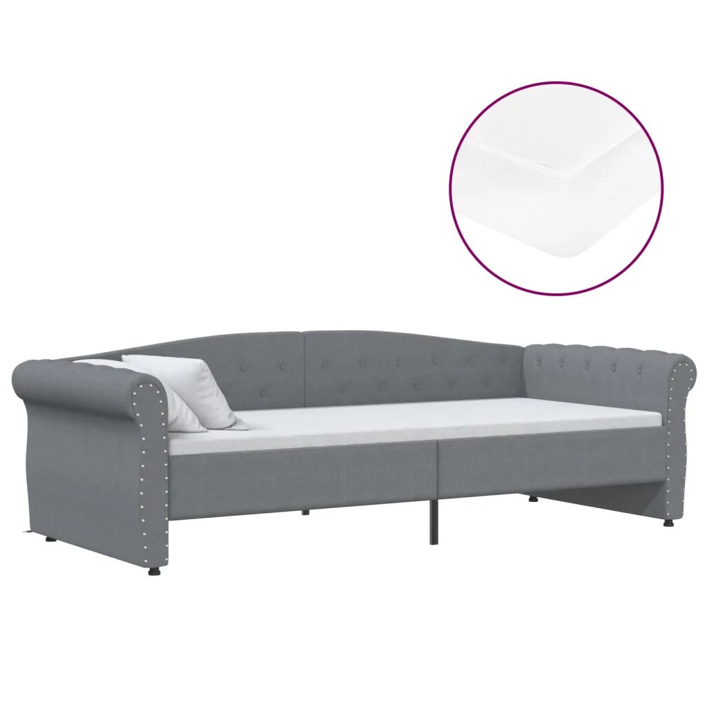 vidaXL Lit avec matelas et éclairage USB Gris clair Tissu 90x200 cm