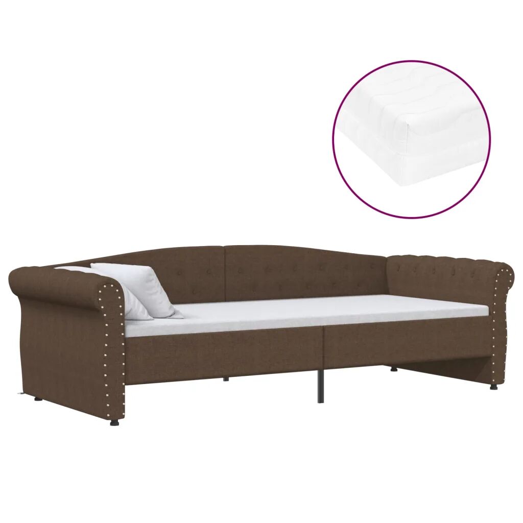 vidaXL Lit avec matelas et éclairage USB Marron Tissu 90x200 cm