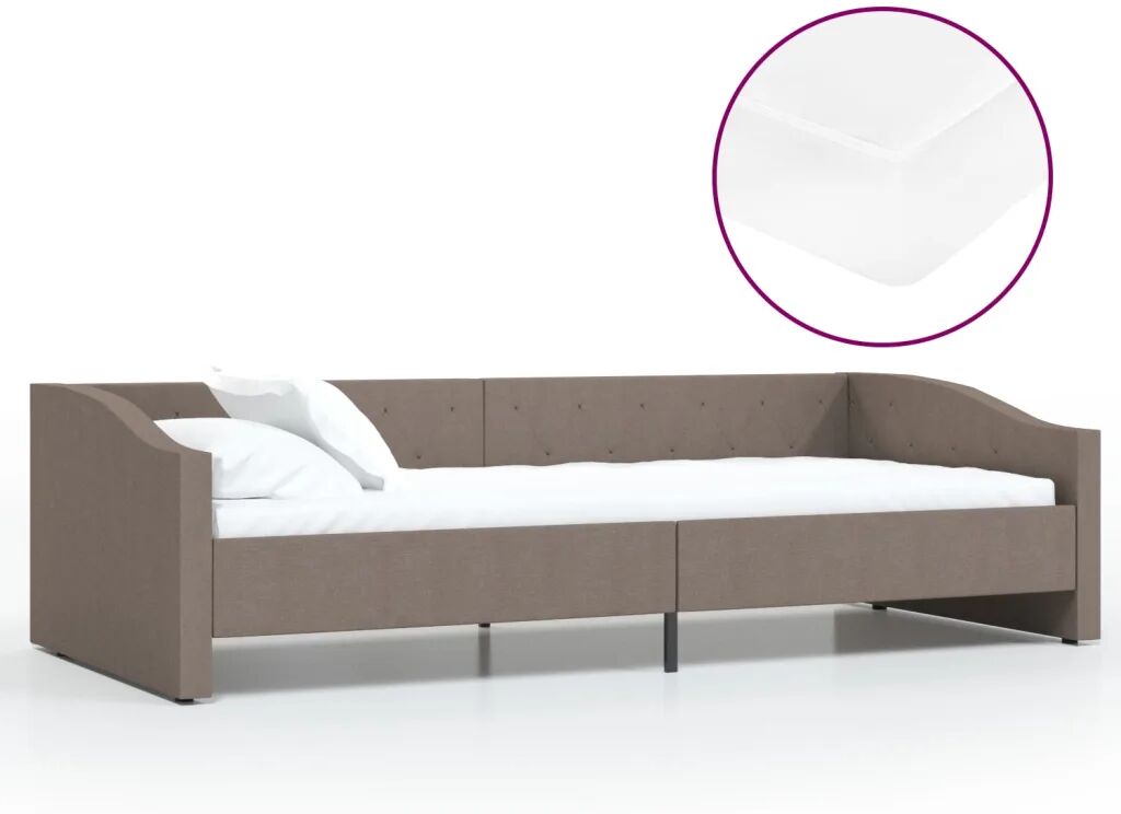 vidaXL Lit avec matelas et éclairage USB Taupe Tissu 90x200 cm