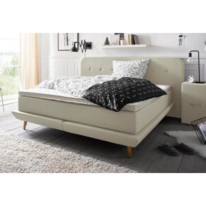 andas Boxspringbett »Premium«, Steppung mit Knopfheftung, inkl. Topper beige Größe