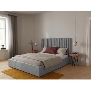 Vente-unique.ch Bett mit Bettkasten & Bett-Kopfteil - 160 x 200 cm - Stoff - Grau - SARAH