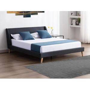 Vente-unique.ch Bett skandinavisch - Stoff - 160 xx 200 cm - Anthrazit - BENEDICTE