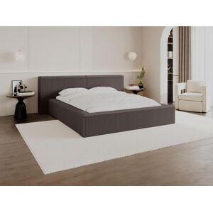PASCAL MORABITO Bett mit Bettkasten + Matratze - 180 x 200 cm - Cord - Taupe - TIMANO