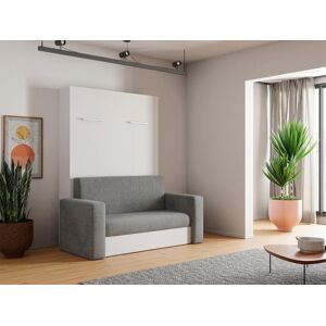 Vente-unique.ch Ausziehbares Sofa 140 x 200 cm + Matratze - Manuelle vertikale Öffnung - Weiß & Grau - VACIALA II