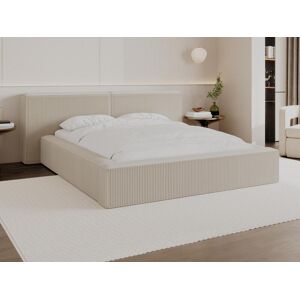 Bett mit Bettkasten - 140 x 190 cm - Cord - Beige - TIMANO von Pascal Morabito