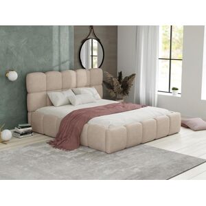 Bett mit Bettkasten & Bettkopfteil - 160 x 200 cm - Bouclé-Stoff - Beige - DAMADO von Pascal Morabito