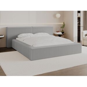 Bett mit Bettkasten - 180 x 200 cm - Cord - Hellgrau - TIMANO von Pascal Morabito