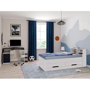 Vente-unique.ch Bett mit Bettkasten + Lattenrost - 90 x 190 cm - Weiß - BORIS