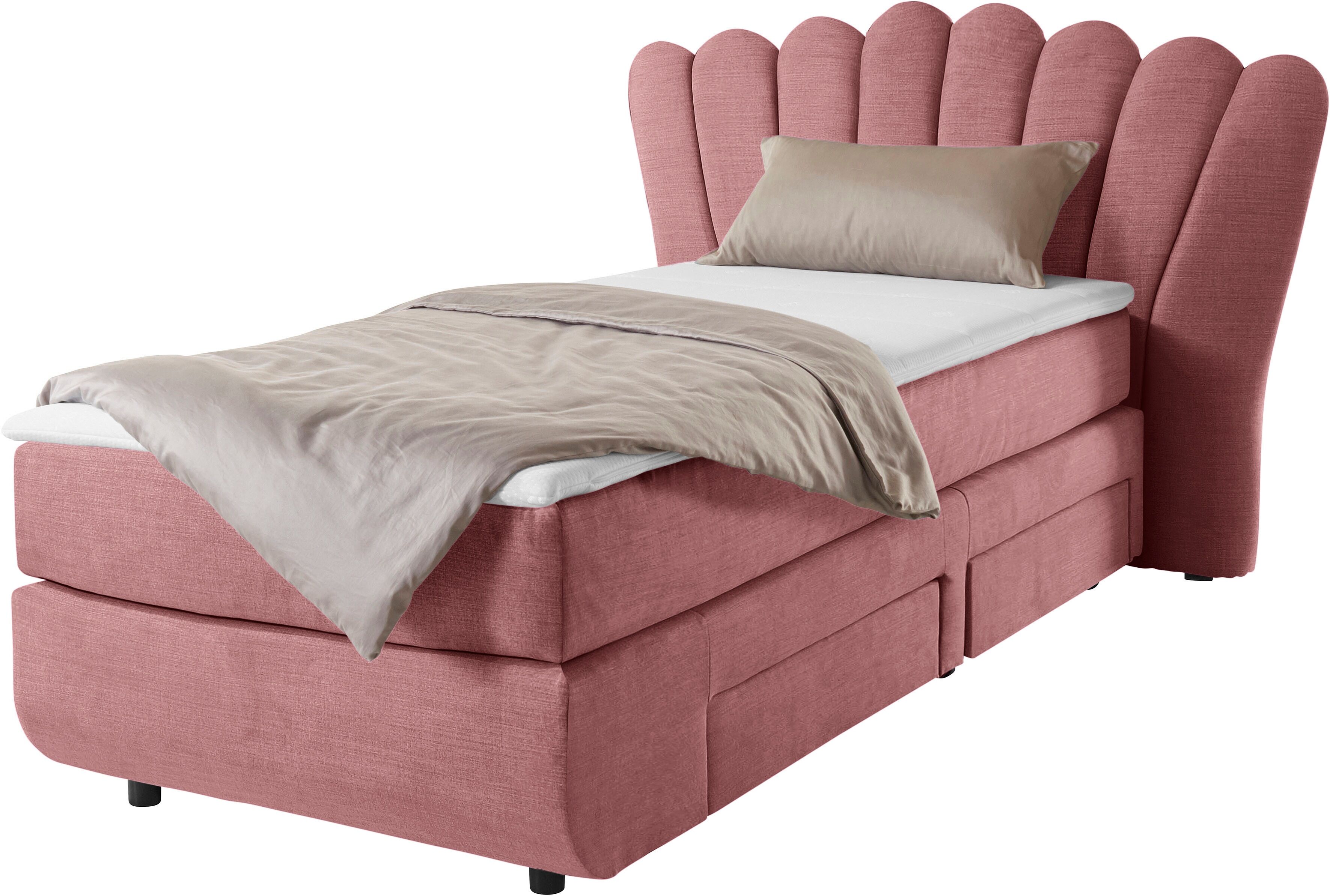 Leonique Boxbett »Fleurir«, Breite 90 cm- mit praktischen Schubkästen! Topper... soft pink