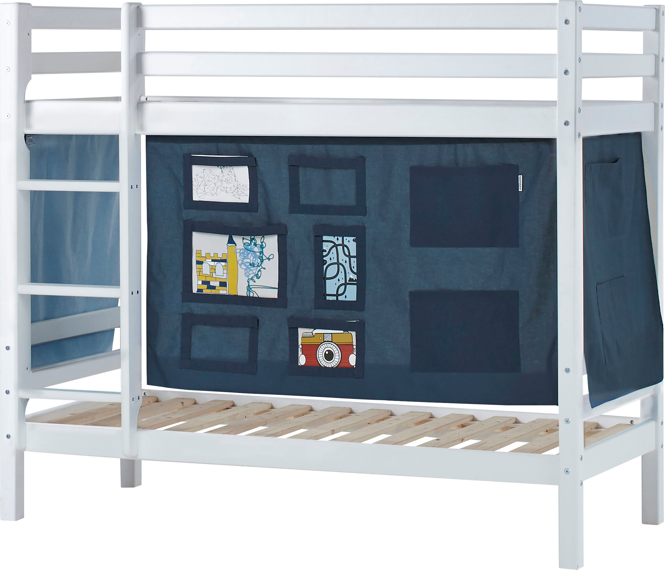 Hoppekids Etagenbett, Liegefläche 70x160 cm, mit Textilset und wahlweise mit... blau