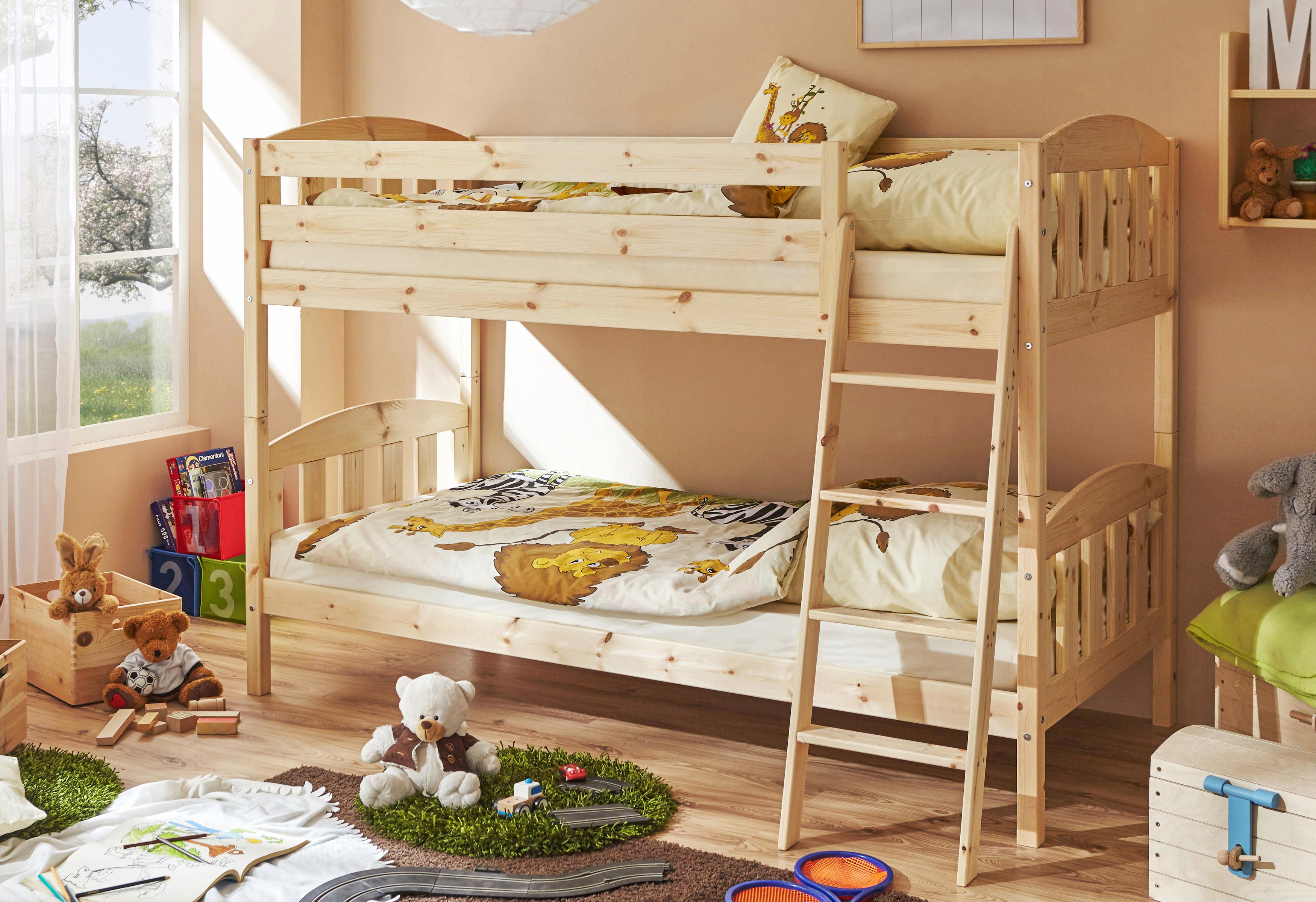 Ticaa Etagenbett »Erni«, mit Rollrost, Kiefer beige