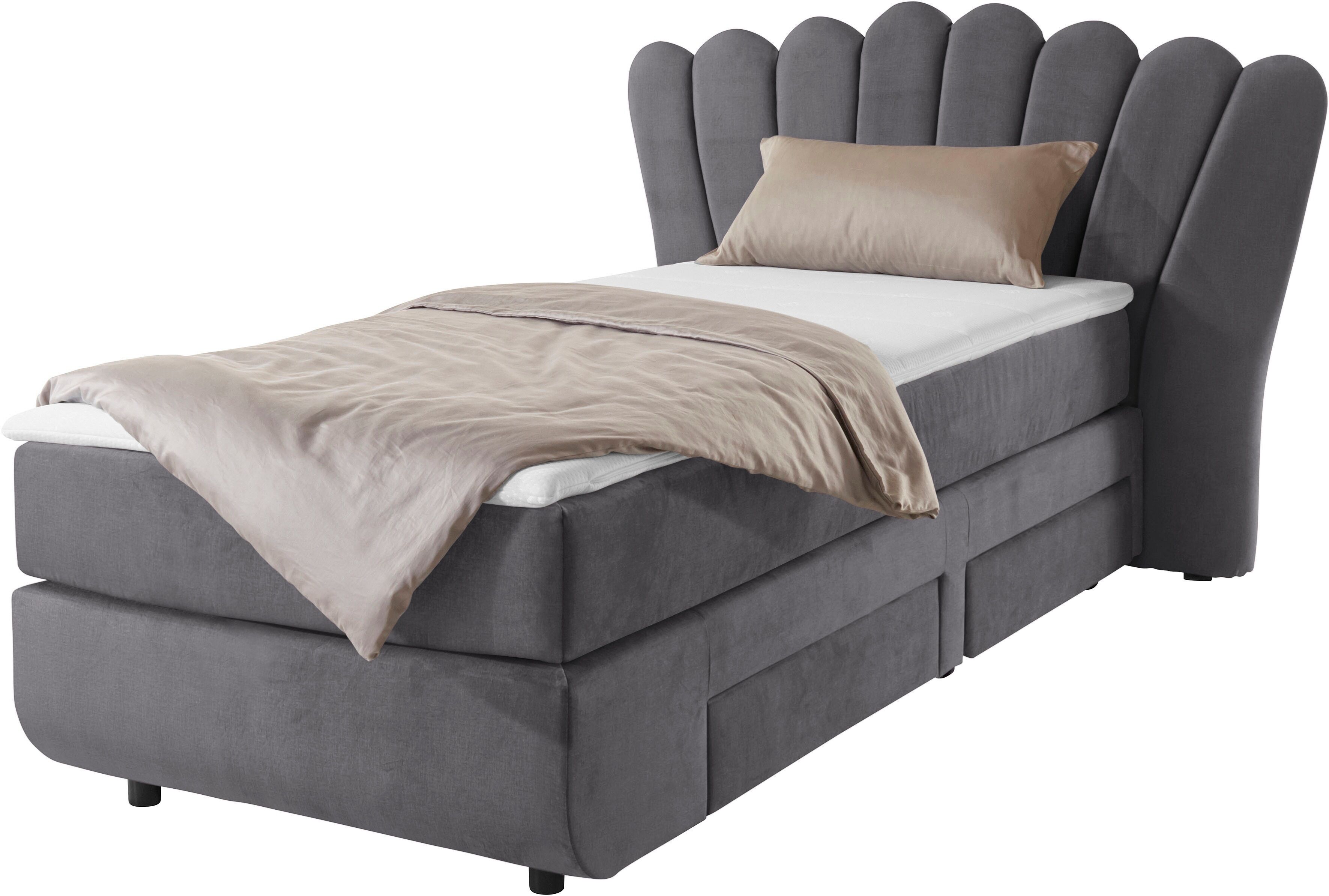 Leonique Boxbett »Fleurir«, Breite 90 cm- mit praktischen Schubkästen! Topper... grau