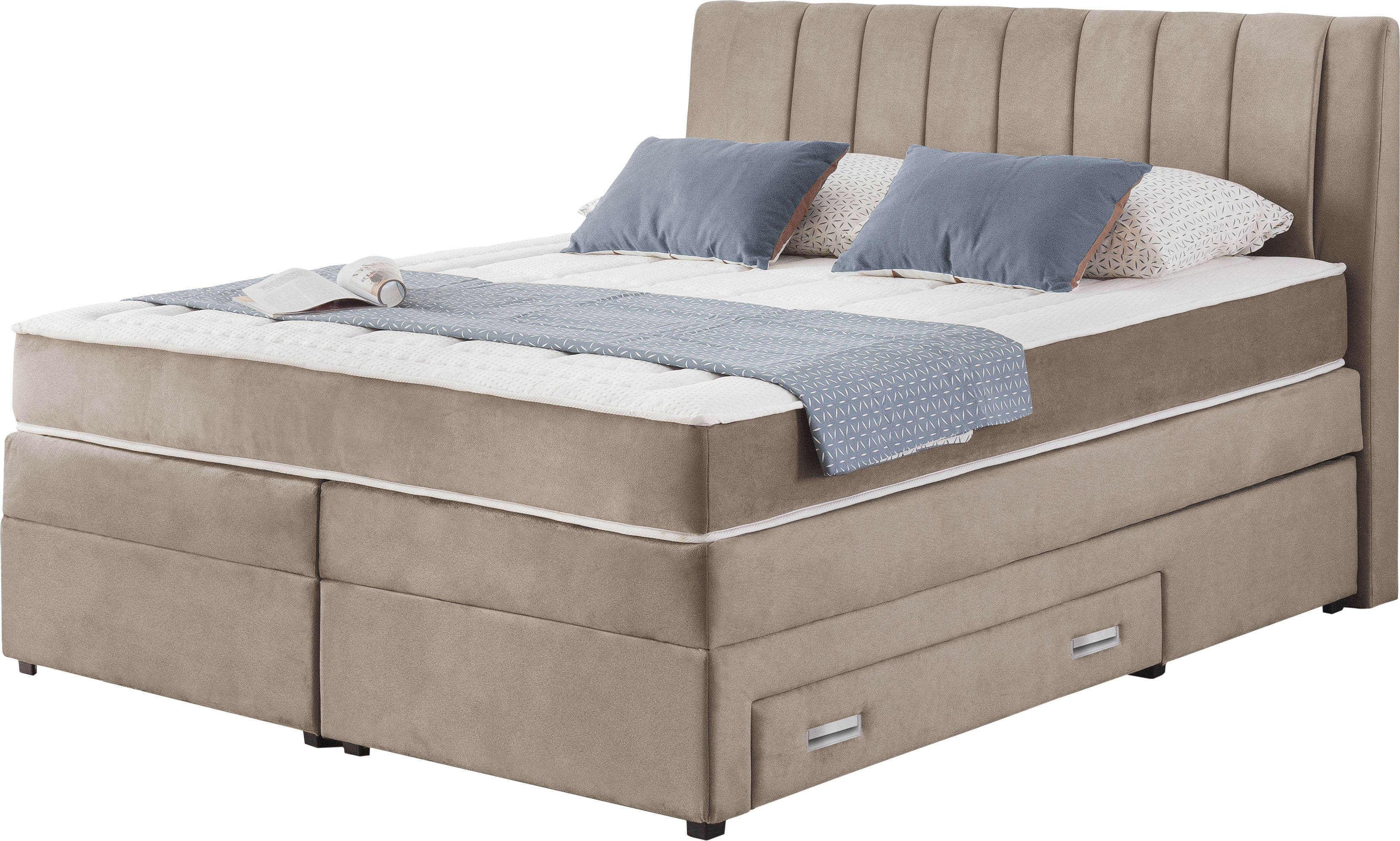 Places of Style Boxspringbett »Rickon«, inkl. Bettschubkasten beige