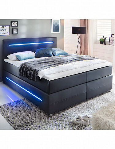 Meise Moebel Boxspring-Bett «Pulse» ohne Bettkasten, Matratze fest bis hart, 160 x 200 cm, schwarz