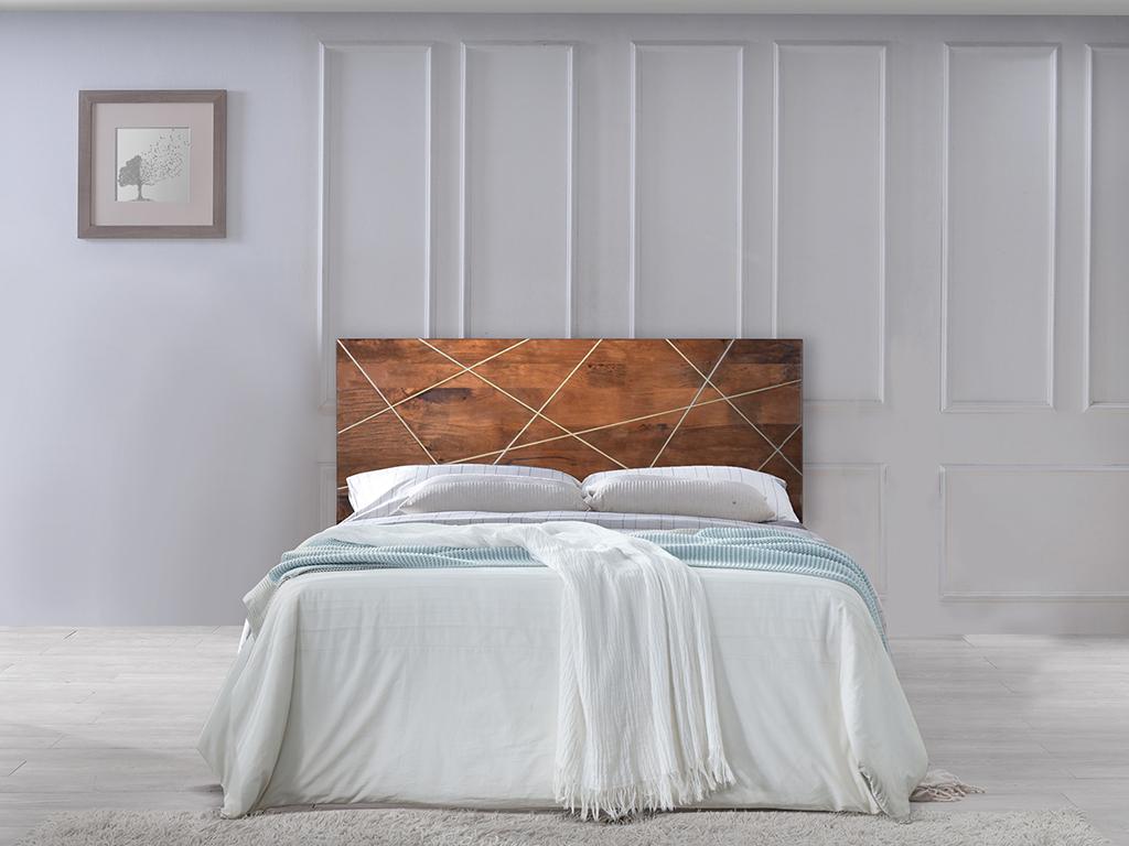 Vente-unique.ch Bett-Kopfteil Art Déco MANGAIA - 160 cm - Mangoholz - Natur & Goldfarben