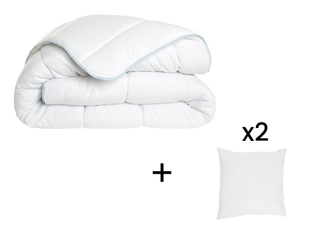 DREAMEA Sparset: Bettdecke 220 x 240 cm QUIETO + 2 Kopfkissen 65 x 65 cm MARIN für Allergiker
