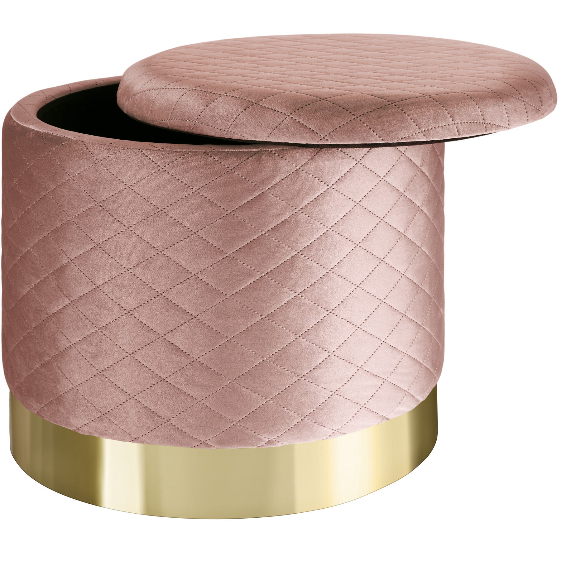 tectake Taburet Coco čalouněný - sametový vzhled s úložným prostorem - růžová