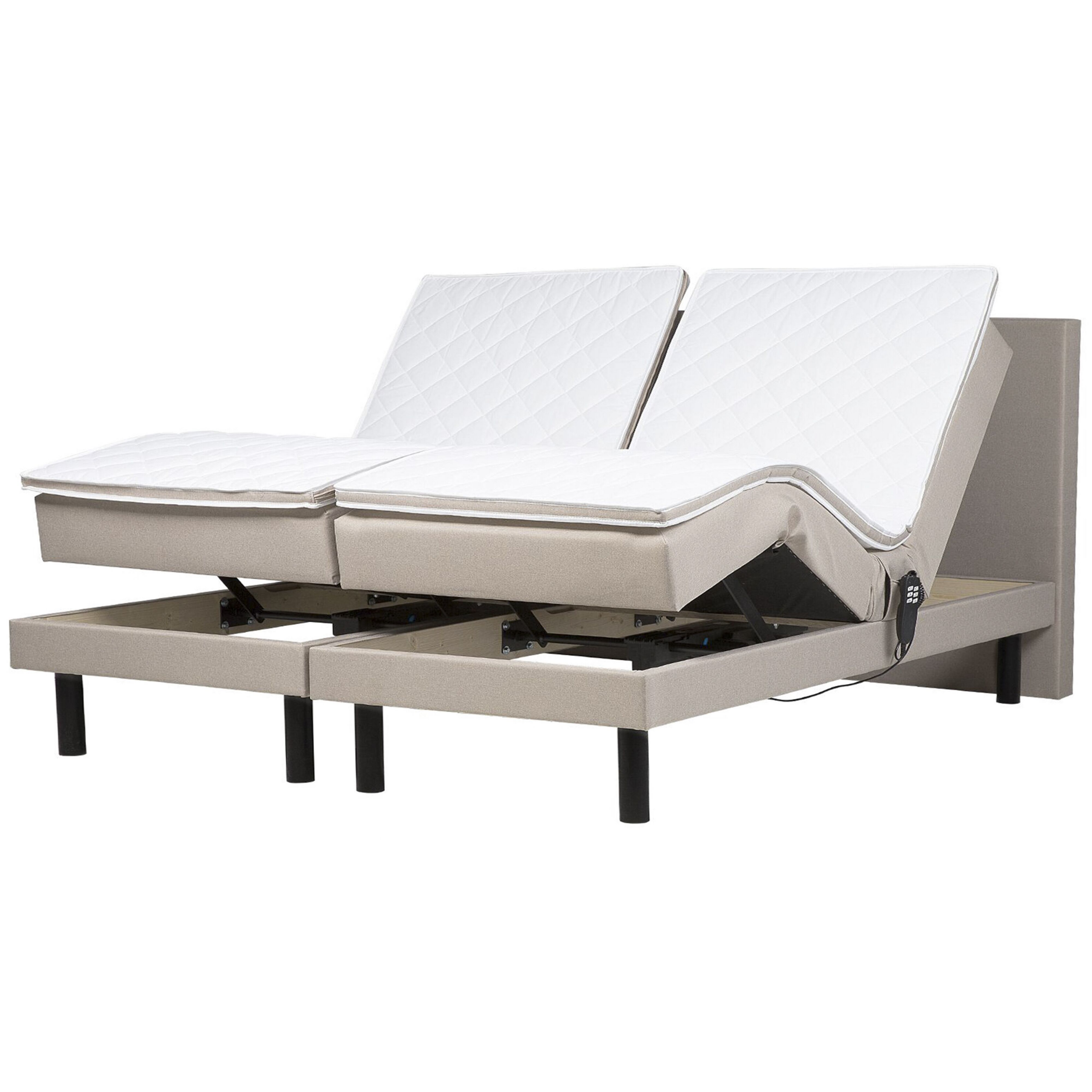 Beliani Čalouněná postel béžová elektricky polohovací 180x200 cm EARL