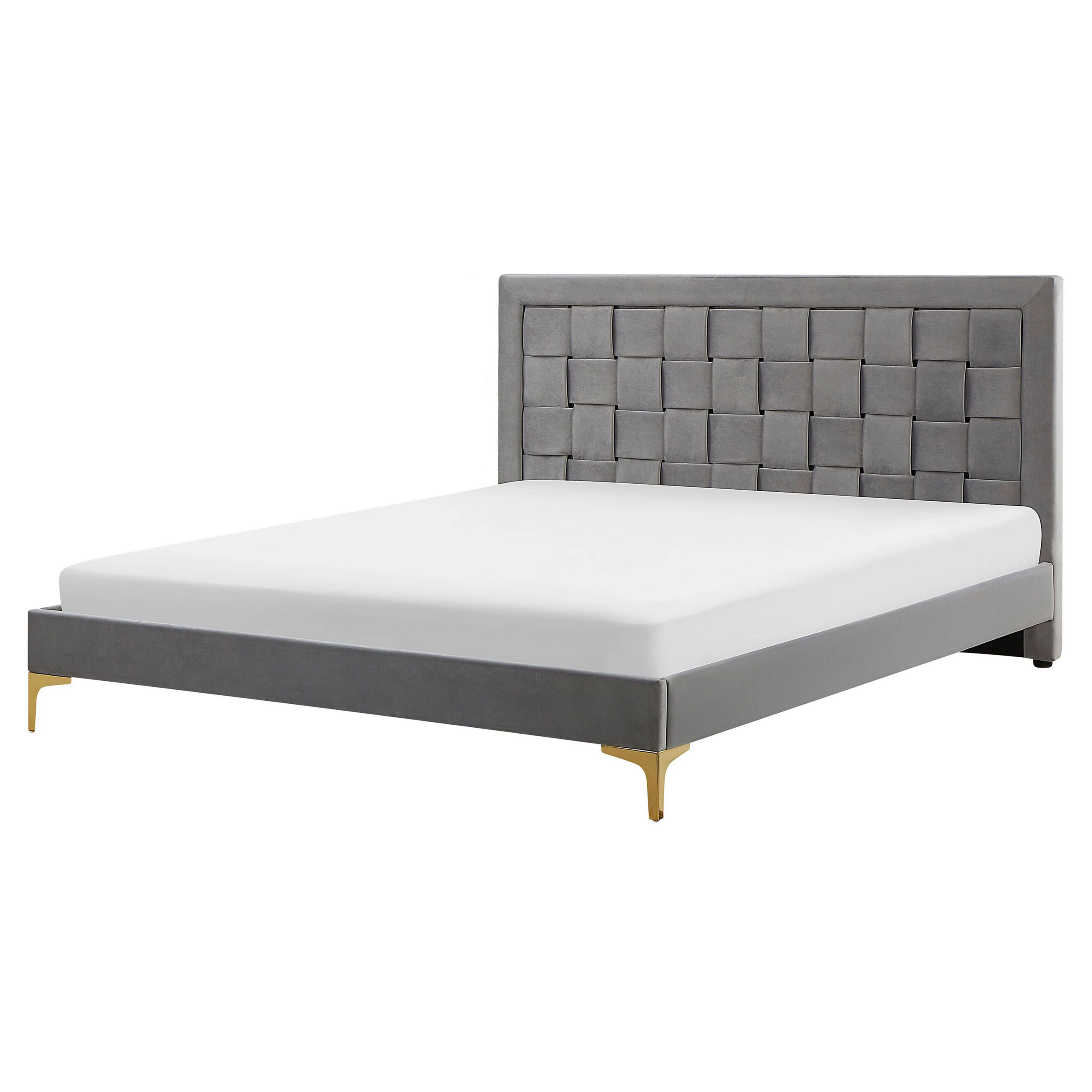 Beliani Sametová šedá postel 160x 200 cm LIMOUX