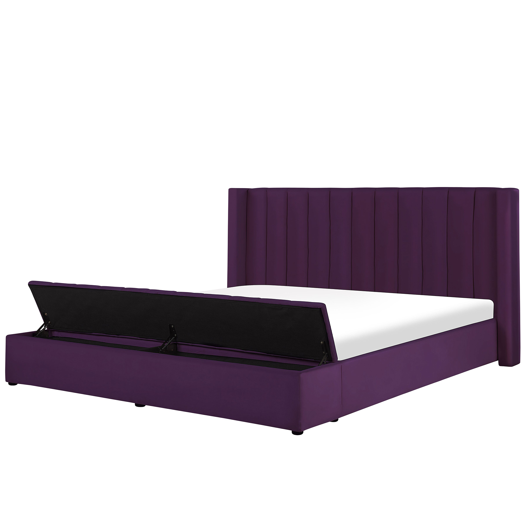 Beliani Sametová postel s lavicí 180 x 200 cm, fialová NOYERS