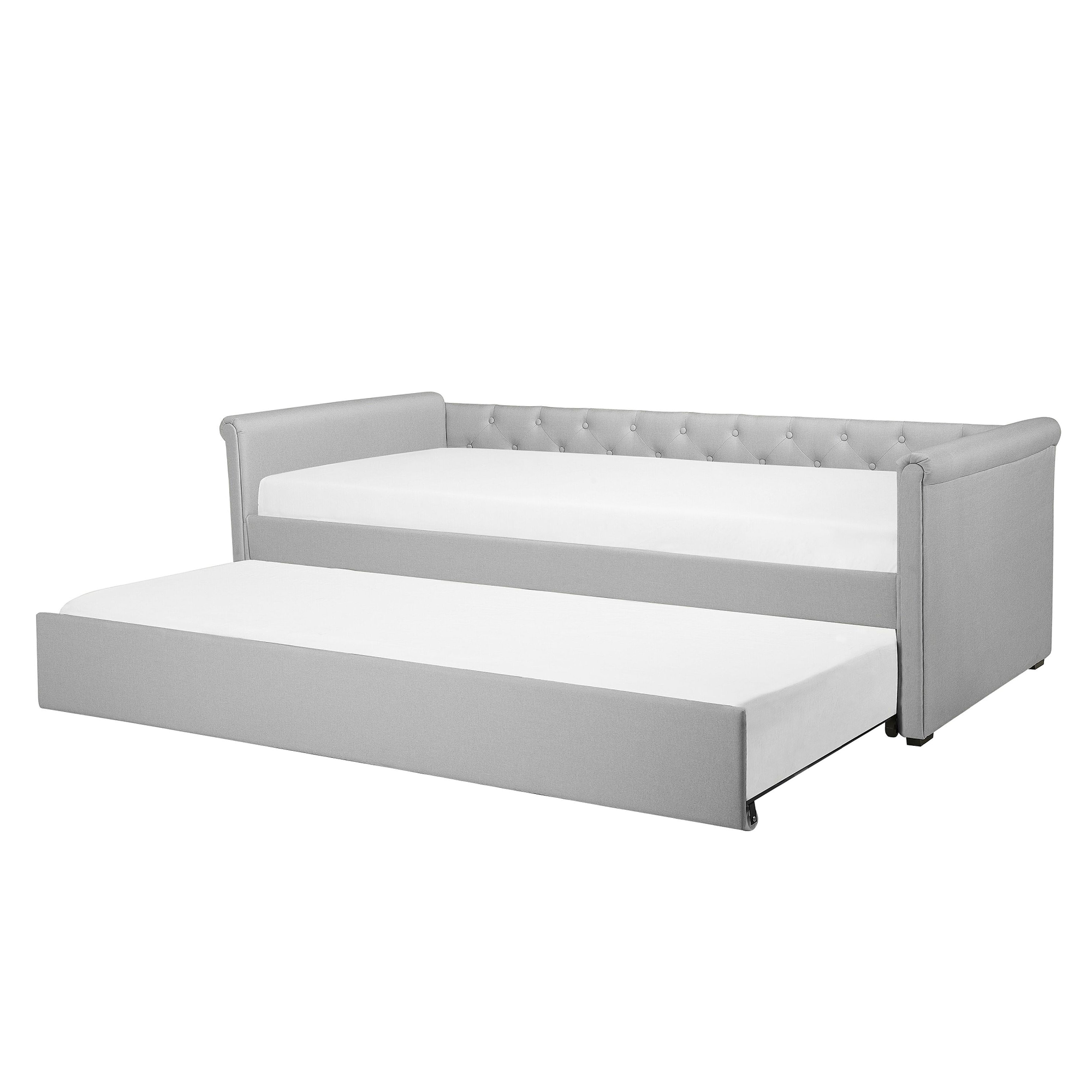 Beliani Rozkládací čalouněná postel 80 x 200 cm světlé šedá LIBOURNE