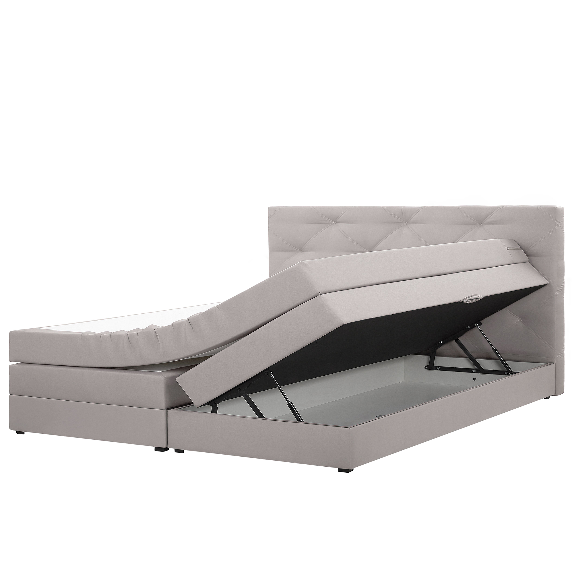 Beliani Kontinentální světle šedá postel s uložnym prostorem MILORD 180 x 200 cm