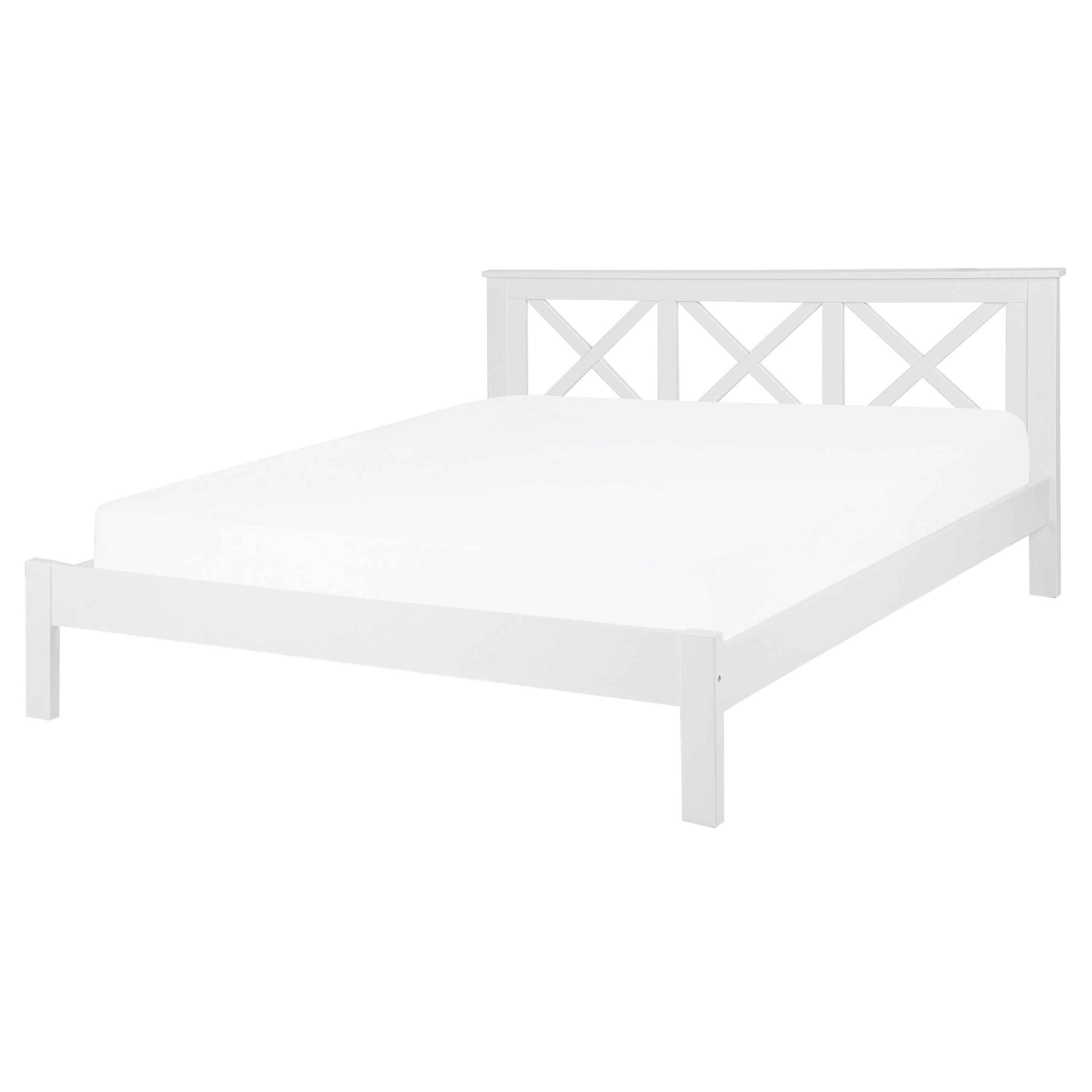 Beliani Dřevěná bílá postel 160 x200 cm TANNAY