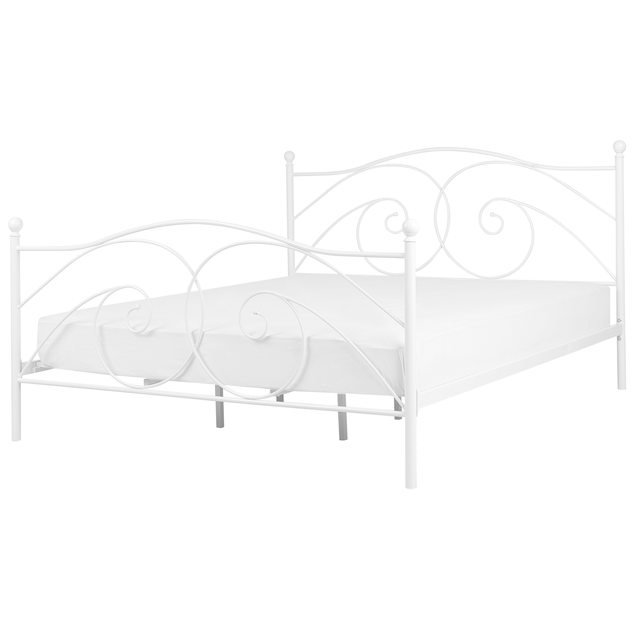 Beliani Bílá kovová postel s rámem 180 x 200 cm DINARD