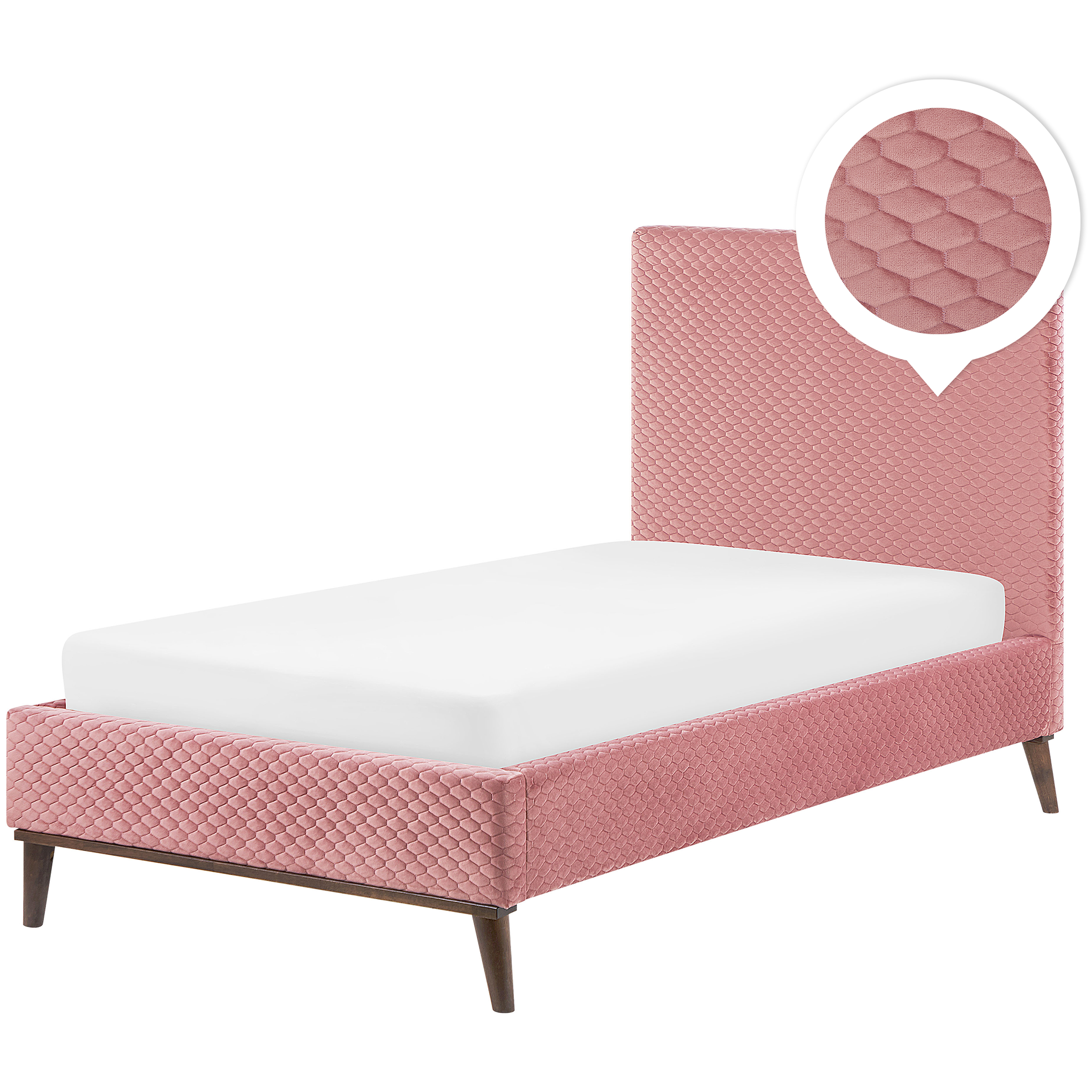 Beliani Čalouněná růžová postel 90x200 cm BAYONNE