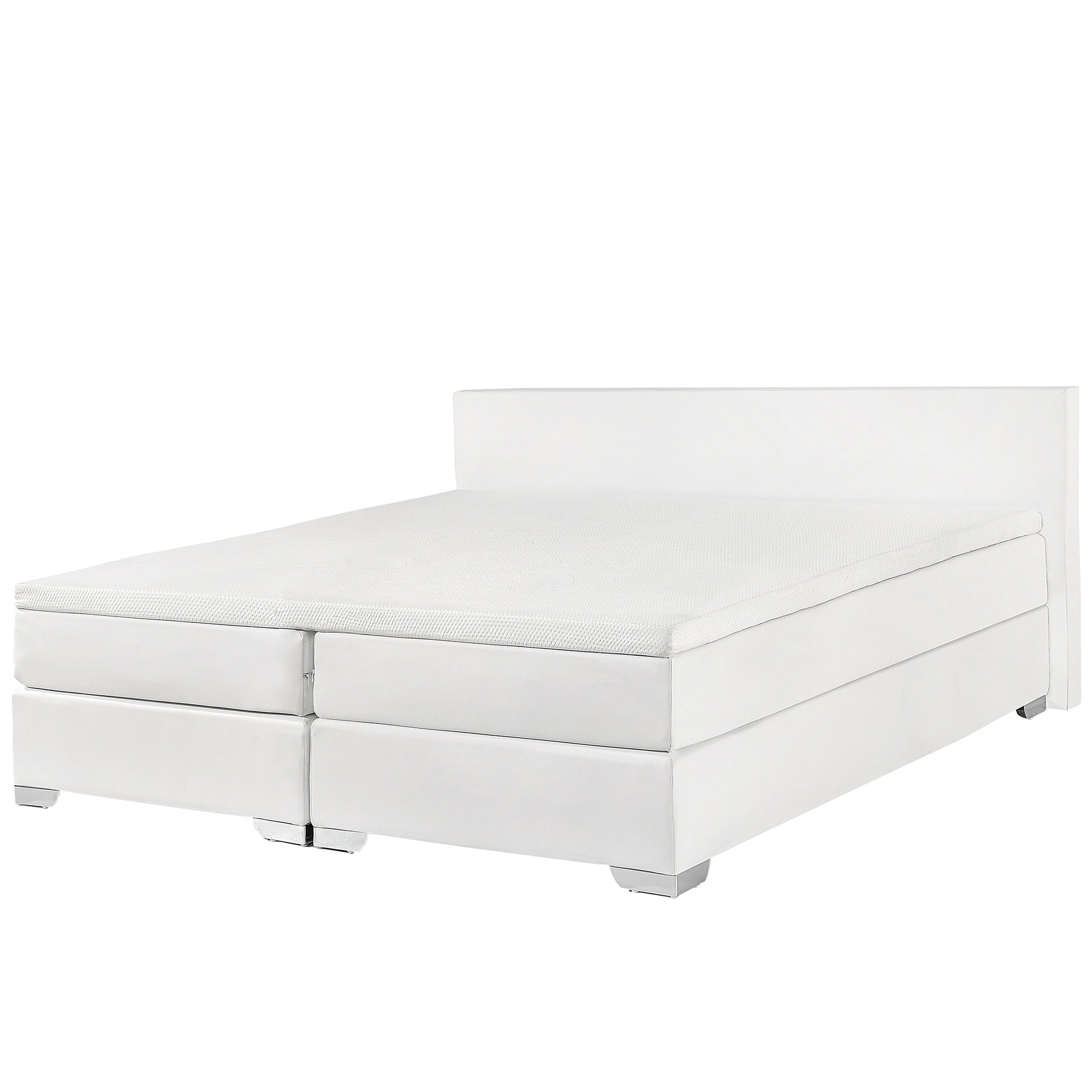 Beliani Bílá kožená kontinentální postel 180x200 PRESIDENT