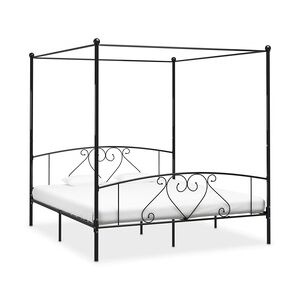 vidaXL Himmelbett-Gestell Schwarz Metall 200 x 200 cm