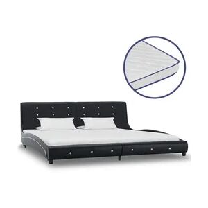 vidaXL Bett Memory-Schaum-Matratze Schwarz Kunstleder 180x200cm