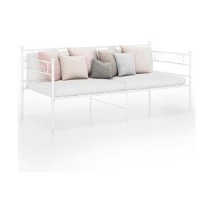 vidaXL Schlafsofa Bettgestell Weiß Metall 90x200 cm