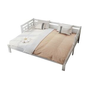 Merax Daybett Tagesbett ,Ausziehbar Bett,90*190cm,Kiefer massiv, mit 2. Schlafgelegenheit und Rollrost Herzform Bett Weiß