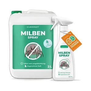 Milbenspray für Matratzen & Textil - Milben im Bett bekämpfen: 2 L Kanister + 500 ml Sprayflasche