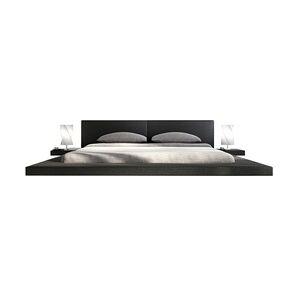 SalesFever Polsterbett 180 x 200 cm   LED-Beleuchtung   Bezug Kunstleder   B 312 x T 244 x H 72 cm   schwarz