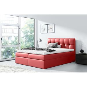 Boxspringbett rickie 180x200 mit tiefen Bettkasten & Topper MA960 rot - Furnix