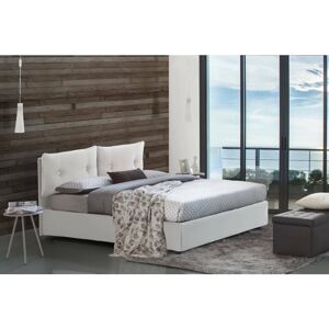 TALAMO ITALIA Quadratisches und halbes Bett Noemi, Containerbett mit Kunstlederbezug, 100% Made in Italy, Frontöffnung, passend für Matratze Cm 120x190, Weiß