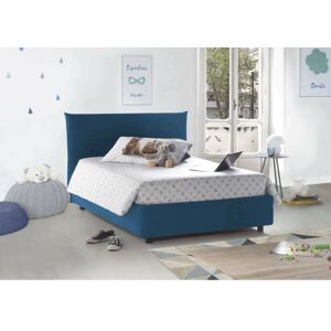 TALAMO ITALIA Quadratisches und halbes Bett Ornella, Containerbett mit Stoffbespannung, 100% Made in Italy, Frontöffnung, passend für Matratze Cm 120x190, Blau