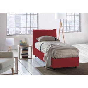 Einzelbett Carolina, Containerbett mit Stoffbespannung, 100% Made in Italy, Frontöffnung, inklusive Matratze Cm 80x190, Rot - Talamo Italia