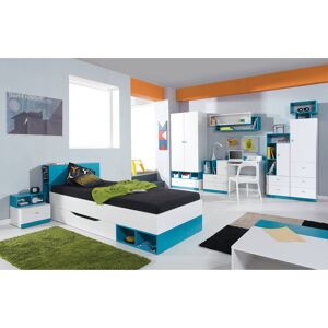 Kinderzimmer Komplett-SetMIJAS-133 mit Bett 90x200cm weiß mit türkis