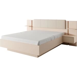 OKAY Bett Rosalie 160x200, 2 Nachttische, Metallrahmen, beige