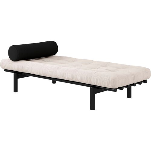 Karup Design Daybed KARUP DESIGN „Next“ Daybetten Gr. Gestell: Schwarz, Liegefläche B/L: 75 cm x 200 cm Betthöhe: 37 cm, kein Härtegrad, Futonmatratze, beige (elfenbein, klarlackiert kieferholz) Karup Design aus massiven Kiefernholz, inkl. Futonmatratze u